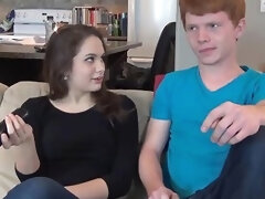 Experienced Brunette Gives Lad A Sex Lesson On The Couch